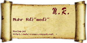 Muhr Rómeó névjegykártya